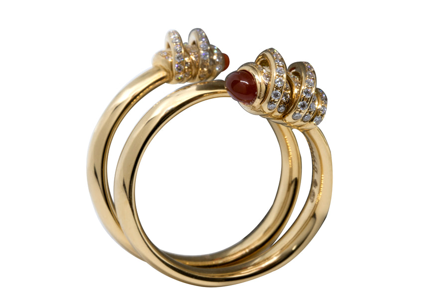 de GRISOGONO 18kt Rose Gold Spiral Carnelian and Diamond Ring - eJewels